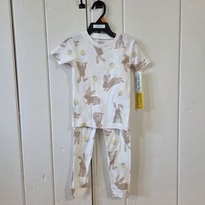 NEW Carter's Toddler Unisex Easter Bunny & Eggs Short Sleeve 2 pc Pajama Set 3T